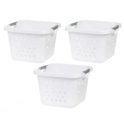 30 L Compact Laundry Basket and Hamper Plastic Storage Basket or Organizer with Easy Lift Handles (3-Pack) by IRIS