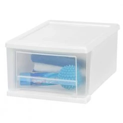 7 Qt. Stacking Storage Bin in White by IRIS -Kate and Laurel Shop white iris storage bins 129800 31 1000