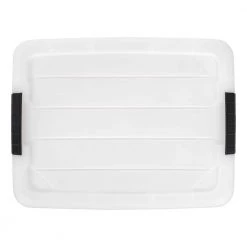 13 Gal. Stack and Pull Storage Box in Natural with Black Sturdy Buckles (8-Pack) by IRIS -Kate and Laurel Shop white iris storage bins 500077 fa 1000