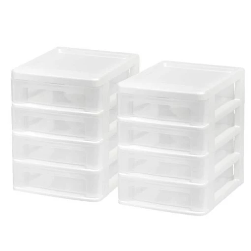 1-Qt. Compact Desktop 4-Drawer System in White (2-Pack) by IRIS -Kate and Laurel Shop white iris storage bins 586016 64 1000