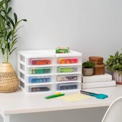 1-Qt. Compact Desktop 4-Drawer System in White (2-Pack) by IRIS -Kate and Laurel Shop white iris storage bins 586016 c3 1000