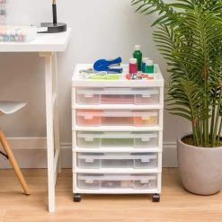 3.9-Gal. Scrapbook Cart in White ( 5-Case) by IRIS -Kate and Laurel Shop white iris storage bins 587684 c3 1000