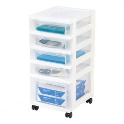 12.05 in. x 26.315 in. White Drawer Storage Cart by IRIS