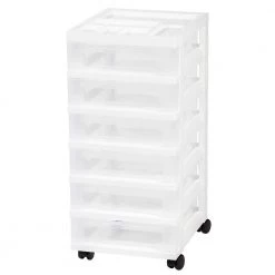 68 Qt. 6-Drawer Cart Storage Bin in White by IRIS