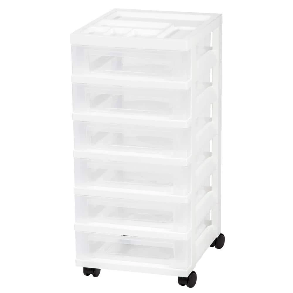 68 Qt. 6-Drawer Cart Storage Bin in White by IRIS 3 68 Qt. 6-Drawer Cart Storage Bin in White by IRIS