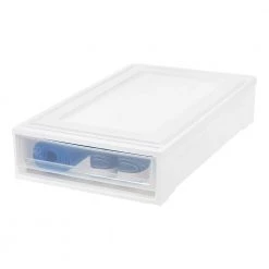 17.38 in. x 5.88 in. White Under Bed Box Chest Drawer by IRIS -Kate and Laurel Shop white iris storage drawers 170361 1f 1000