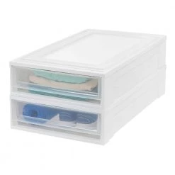 17.38 in. x 5.88 in. White Under Bed Box Chest Drawer by IRIS -Kate and Laurel Shop white iris storage drawers 170361 4f 1000