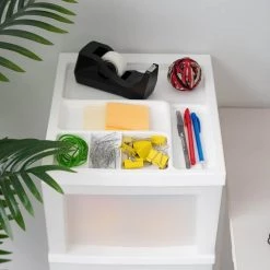 14.25 in. L x 12.05 in. W x 22.25 in. H Medium 4-Drawer Cart with Organizer Top in White and Pearl by IRIS 13 14.25 in. L x 12.05 in. W x 22.25 in. H Medium 4-Drawer Cart with Organizer Top in White and Pearl by IRIS -Kate and Laurel Shop white iris storage drawers 585003 1f 1000