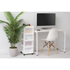 14.25 in. L x 12.05 in. W x 22.25 in. H Medium 4-Drawer Cart with Organizer Top in White and Pearl by IRIS 17 14.25 in. L x 12.05 in. W x 22.25 in. H Medium 4-Drawer Cart with Organizer Top in White and Pearl by IRIS -Kate and Laurel Shop white iris storage drawers 585003 31 1000