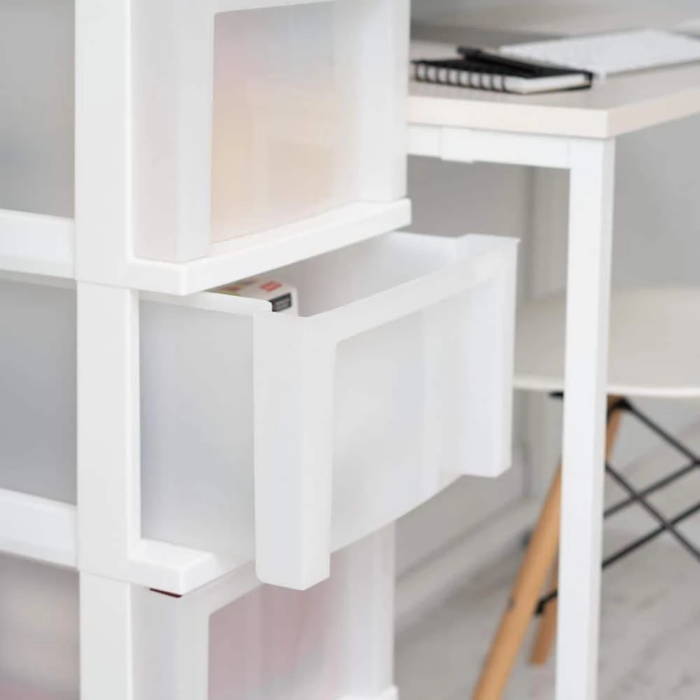 14.25 in. L x 12.05 in. W x 22.25 in. H Medium 4-Drawer Cart with Organizer Top in White and Pearl by IRIS 7 14.25 in. L x 12.05 in. W x 22.25 in. H Medium 4-Drawer Cart with Organizer Top in White and Pearl by IRIS - Image 5