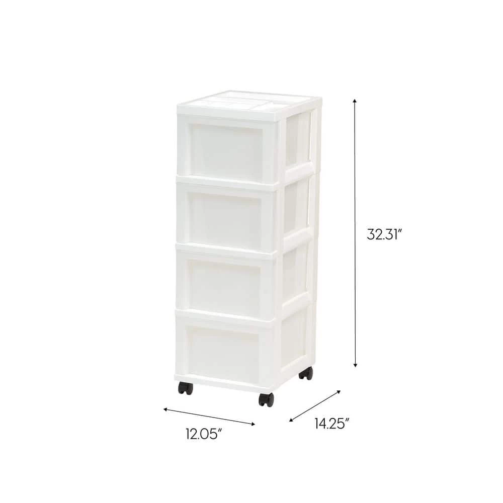 14.25 in. L x 12.05 in. W x 22.25 in. H Medium 4-Drawer Cart with Organizer Top in White and Pearl by IRIS 5 14.25 in. L x 12.05 in. W x 22.25 in. H Medium 4-Drawer Cart with Organizer Top in White and Pearl by IRIS - Image 3