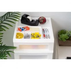 14.25 in. L x 12.05 in. W x 37.75 in. H 9-Drawer Storage Cart with Organizer Top in White and Pearl by IRIS -Kate and Laurel Shop white iris storage drawers 585004 4f 1000