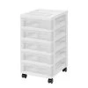 14.25 in. L x 12.05 in. W x 22.25 in. H 5-Drawer Storage Cart with Organizer Top in White and Pearl by IRIS