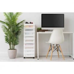 14.25 in. L x 12.05 in. W x 37.75 in. H White and Pearl 6-Drawer Storage Cart with Organizer Top by IRIS 17 14.25 in. L x 12.05 in. W x 37.75 in. H White and Pearl 6-Drawer Storage Cart with Organizer Top by IRIS -Kate and Laurel Shop white iris storage drawers 585008 31 1000