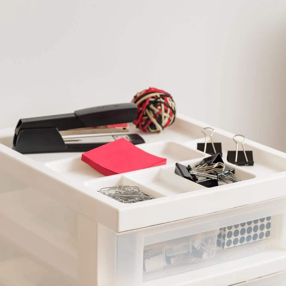 14.25 in. L x 12.05 in. W x 37.75 in. H White and Pearl 6-Drawer Storage Cart with Organizer Top by IRIS 5 14.25 in. L x 12.05 in. W x 37.75 in. H White and Pearl 6-Drawer Storage Cart with Organizer Top by IRIS - Image 3