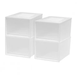 Kate and Laurel Shop 15 Deep Box Chest Drawer, White, 4 Pack, a set of 4 drawers, 15.75"W x 11.75"H by IRIS