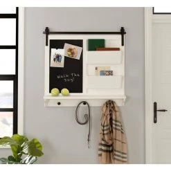 Cates 27.75 in. H x 29.50 in. W Farmhouse Rectangle White Combination Board by Kate and Laurel -Kate and Laurel Shop white kate and laurel boards easels 221640 31 1000