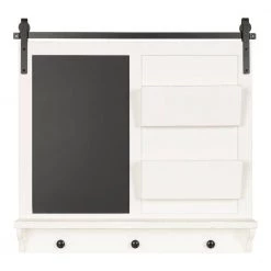 Cates 27.75 in. H x 29.50 in. W Farmhouse Rectangle White Combination Board by Kate and Laurel -Kate and Laurel Shop white kate and laurel boards easels 221640 4f 1000