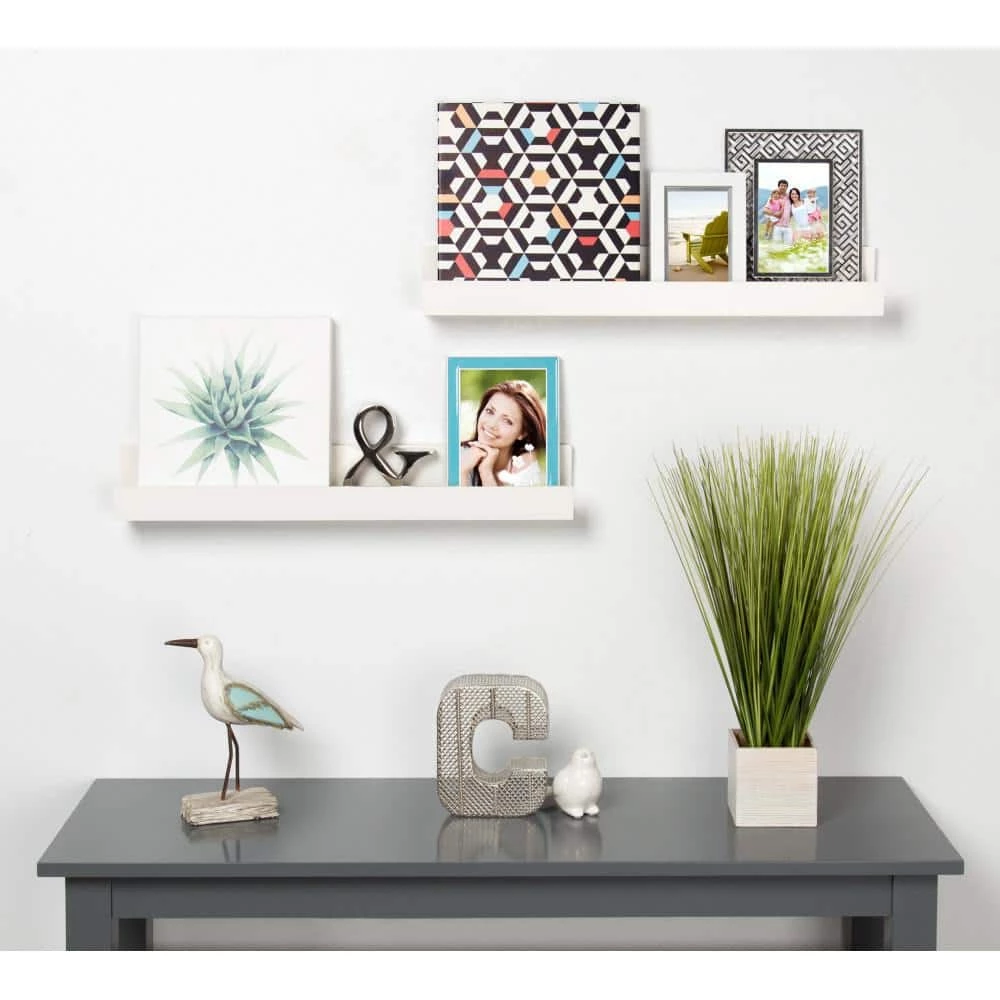 Levie 3 in. x 24 in. x 4 in. White MDF Decorative Wall Shelf by Kate and Laurel 6 Levie 3 in. x 24 in. x 4 in. White MDF Decorative Wall Shelf by Kate and Laurel - Image 4