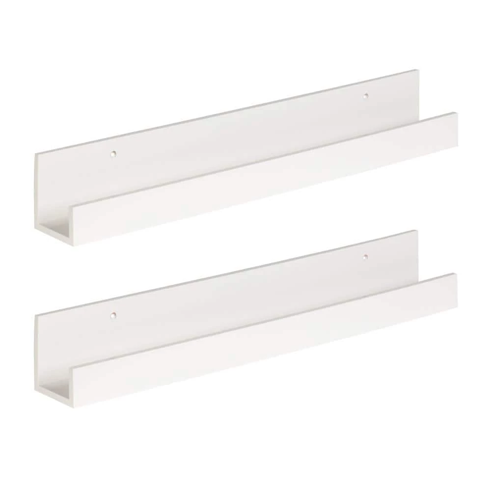 Levie 3 in. x 24 in. x 4 in. White MDF Decorative Wall Shelf by Kate and Laurel 3 Levie 3 in. x 24 in. x 4 in. White MDF Decorative Wall Shelf by Kate and Laurel