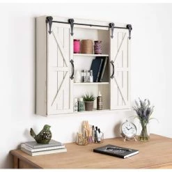 Cates 8 in. x 30 in. x 28 in. White Wood Two Door Decorative Cabinet Wall Shelf by Kate and Laurel -Kate and Laurel Shop white kate and laurel decorative shelving 212221 31 1000