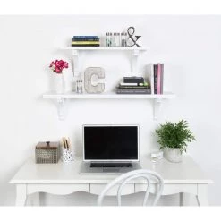 Corblynd 8 in. x 36 in. x 9 in. White Decorative Wall Shelf by Kate and Laurel -Kate and Laurel Shop white kate and laurel decorative shelving 212591 44 1000