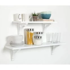 Corblynd 8 in. x 36 in. x 9 in. White Decorative Wall Shelf by Kate and Laurel -Kate and Laurel Shop white kate and laurel decorative shelving 212591 fa 1000
