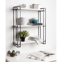 Lintz 26 in. x 31 in. x 7 in. White Decorative Wall Shelf by Kate and Laurel -Kate and Laurel Shop white kate and laurel decorative shelving 213980 31 1000