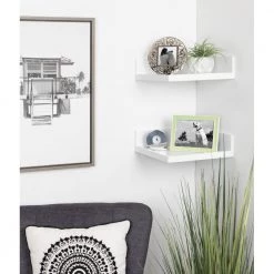Levie 12 in. x 5 in. x 12 in. White Decorative Wall Shelf by Kate and Laurel -Kate and Laurel Shop white kate and laurel decorative shelving 214347 31 1000