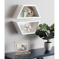 Camellia 16 in. x 7 in. x 5 in. White Decorative Wall Shelf by Kate and Laurel 15 Camellia 16 in. x 7 in. x 5 in. White Decorative Wall Shelf by Kate and Laurel -Kate and Laurel Shop white kate and laurel decorative shelving 216470 31 1000