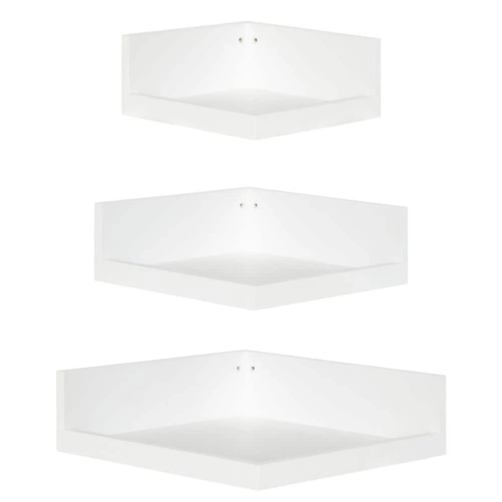 Levie 12 in. x 4 in. x 12 in. White Decorative Wall Shelf by Kate and Laurel 3 Levie 12 in. x 4 in. x 12 in. White Decorative Wall Shelf by Kate and Laurel