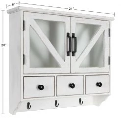 Hutchins 6 in. x 21 in. x 20 in. White Wood Decorative Cubby Wall Shelf with Hooks by Kate and Laurel -Kate and Laurel Shop white kate and laurel decorative shelving 216878 1f 1000