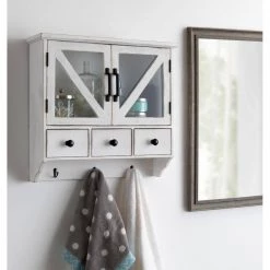 Hutchins 6 in. x 21 in. x 20 in. White Wood Decorative Cubby Wall Shelf with Hooks by Kate and Laurel -Kate and Laurel Shop white kate and laurel decorative shelving 216878 31 1000