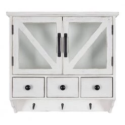 Hutchins 6 in. x 21 in. x 20 in. White Wood Decorative Cubby Wall Shelf with Hooks by Kate and Laurel