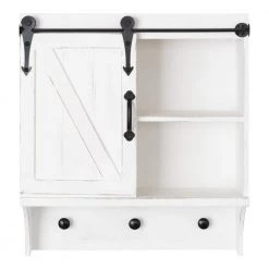 Cates 8 in. x 18 in. x 20 in. White MDF Floating Decorative Cubby Wall Shelf With Hooks Without Brackets by Kate and Laurel -Kate and Laurel Shop white kate and laurel decorative shelving 217208 c3 1000