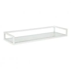 Blex 8 in. x 24 in. x 3 in. White Metal Floating Decorative Wall Shelf Without Brackets by Kate and Laurel
