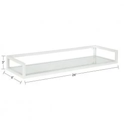 Blex 8 in. x 24 in. x 3 in. White Metal Floating Decorative Wall Shelf Without Brackets by Kate and Laurel -Kate and Laurel Shop white kate and laurel decorative shelving 217958 c3 1000