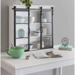 Barnhardt 8 in. x 30 in. x 28 in. White Wood Floating Decorative Cubby Wall Shelf With Brackets by Kate and Laurel -Kate and Laurel Shop white kate and laurel decorative shelving 218170 76 1000