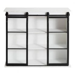 Barnhardt 8 in. x 30 in. x 28 in. White Wood Floating Decorative Cubby Wall Shelf With Brackets by Kate and Laurel -Kate and Laurel Shop white kate and laurel decorative shelving 218170 fa 1000