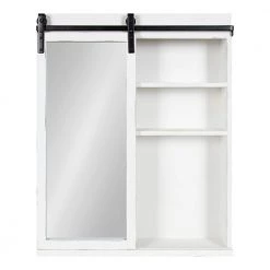 Wexton 5 in. x 22 in. x 28 in. White MDF Floating Decorative Cubby Wall Shelf With Brackets by Kate and Laurel -Kate and Laurel Shop white kate and laurel decorative shelving 218328 4f 1000