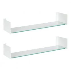 Rodi 6 in. x 24 in. x 1 in. White Metal Floating Decorative Wall Shelf Without Brackets by Kate and Laurel