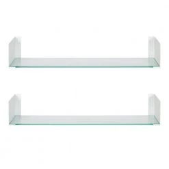 Rodi 6 in. x 24 in. x 1 in. White Metal Floating Decorative Wall Shelf Without Brackets by Kate and Laurel -Kate and Laurel Shop white kate and laurel decorative shelving 218921 c3 1000
