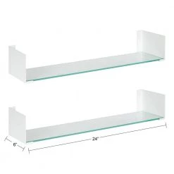 Rodi 6 in. x 24 in. x 1 in. White Metal Floating Decorative Wall Shelf Without Brackets by Kate and Laurel -Kate and Laurel Shop white kate and laurel decorative shelving 218921 fa 1000