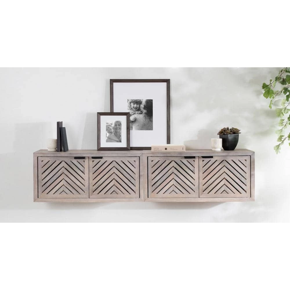 Mezzeta 10 in. x 30 in. x 14 in. White Wood Floating Decorative Cubby Wall Shelf With Brackets by Kate and Laurel 9 Mezzeta 10 in. x 30 in. x 14 in. White Wood Floating Decorative Cubby Wall Shelf With Brackets by Kate and Laurel - Image 7