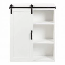 Skylan 8 in. x 21 in. x 28 in. White Wood Floating Decorative Cubby Wall Shelf With Brackets by Kate and Laurel -Kate and Laurel Shop white kate and laurel decorative shelving 219334 4f 1000