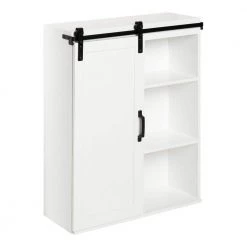 Skylan 8 in. x 21 in. x 28 in. White Wood Floating Decorative Cubby Wall Shelf With Brackets by Kate and Laurel