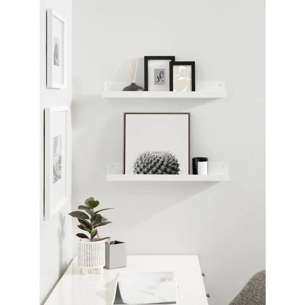Mezzo 4.50 in. D 23.75 in. W 3.25 in. H White Metal Floating Decorative Wall Shelf by Kate and Laurel 11 Mezzo 4.50 in. D 23.75 in. W 3.25 in. H White Metal Floating Decorative Wall Shelf by Kate and Laurel - Image 9