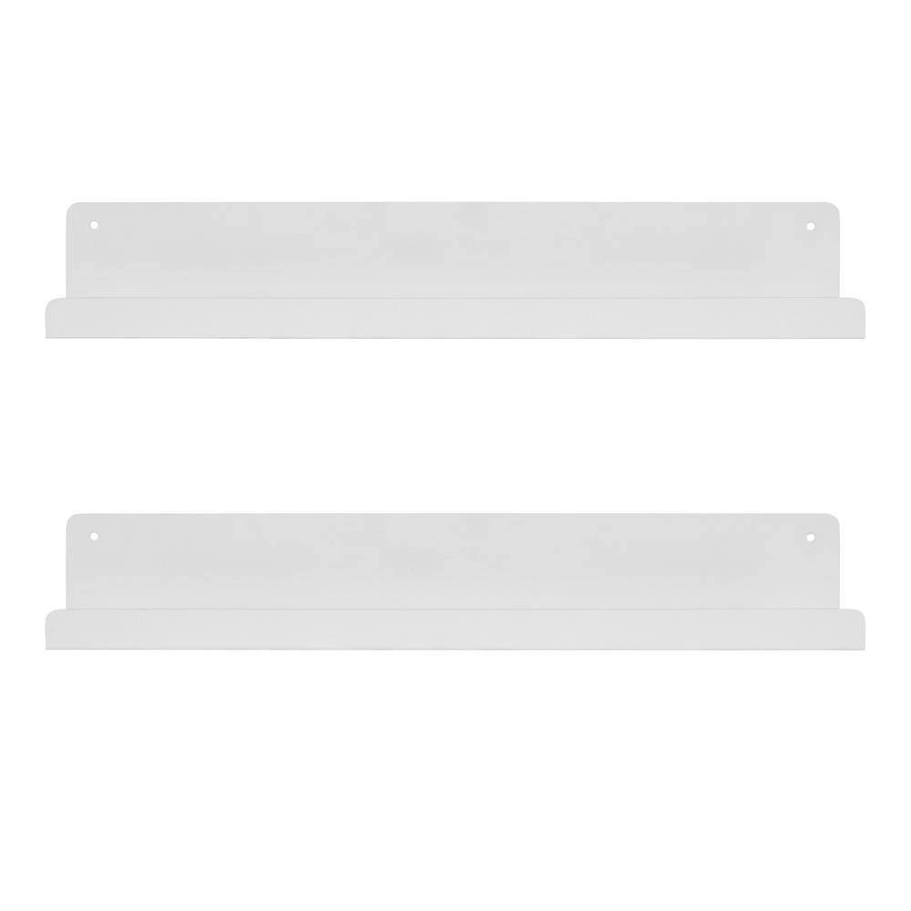 Mezzo 4.50 in. D 23.75 in. W 3.25 in. H White Metal Floating Decorative Wall Shelf by Kate and Laurel 7 Mezzo 4.50 in. D 23.75 in. W 3.25 in. H White Metal Floating Decorative Wall Shelf by Kate and Laurel - Image 5
