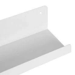 Mezzo 3.00 in. D 36.00 in. W 4.50 in. H White Metal Floating Decorative Wall Shelf by Kate and Laurel -Kate and Laurel Shop white kate and laurel decorative shelving 222053 1f 1000