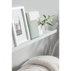 Mezzo 3.00 in. D 36.00 in. W 4.50 in. H White Metal Floating Decorative Wall Shelf by Kate and Laurel -Kate and Laurel Shop white kate and laurel decorative shelving 222053 76 1000